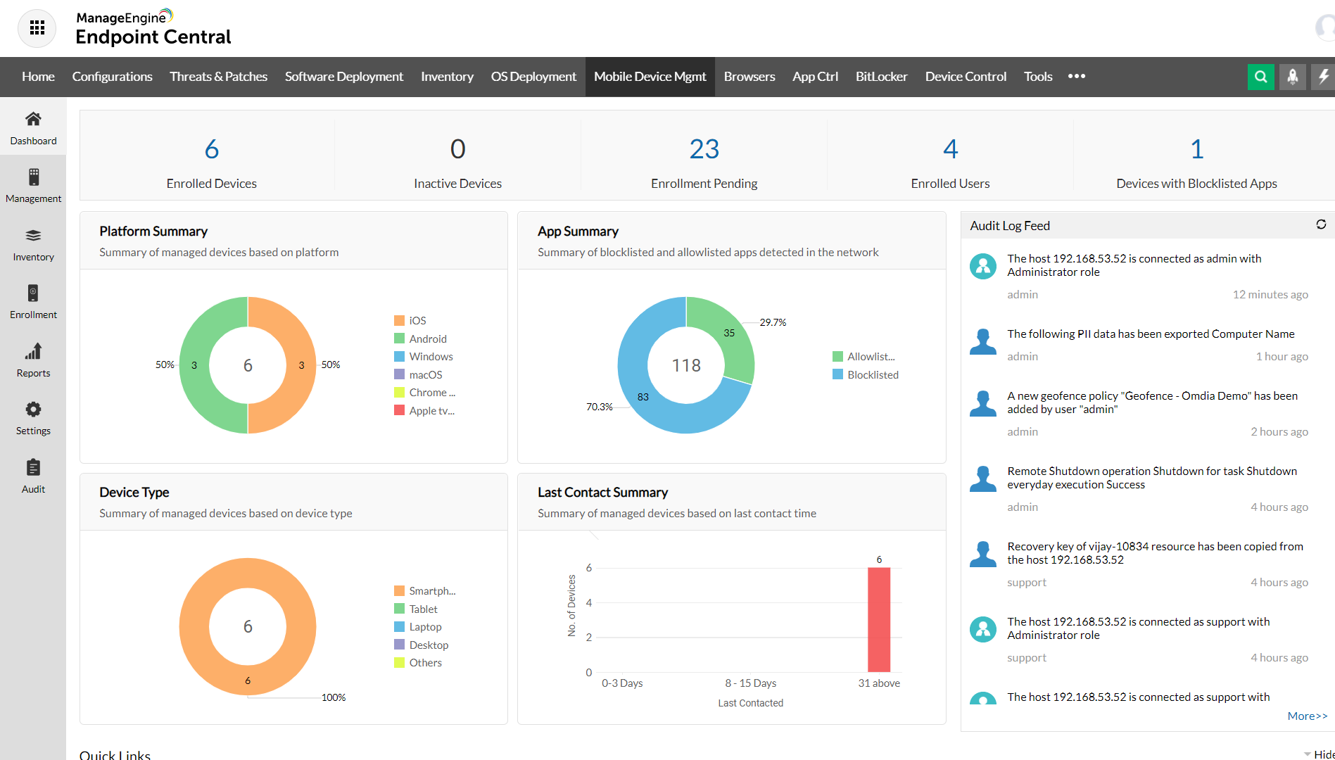 screenshot of ManageEngine Endpoint Central